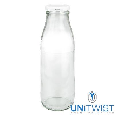 Bild 500ml Glasflasche + BioSeal Deckel weiss UNiTWIST