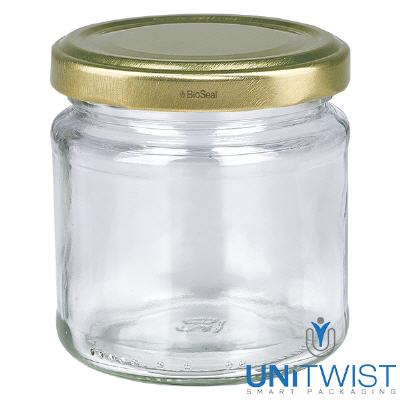 Bild 212ml Rundglas mit BioSeal Deckel gold UNiTWIST
