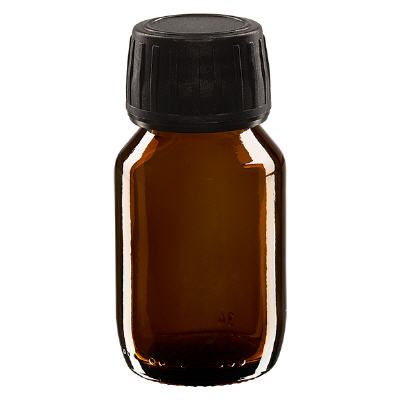 Bild 50ml Euro-Medizinflasche mit Verschl. schwarz