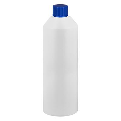 Bild Apothekenflasche HDPE 250ml weiss, mit blauem SV