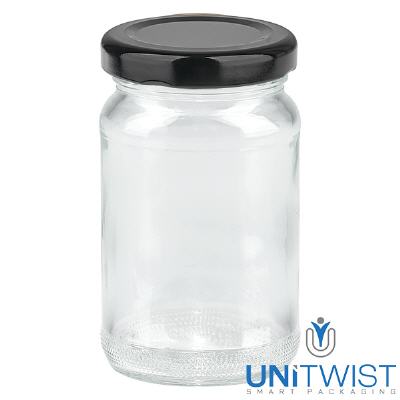 Bild 110ml Rundglas mit BasicSeal Deckel schwarz UNiTWIST