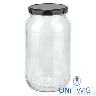Bild 1062ml Rundglas mit BasicSeal Deckel schwarz UNiTWIST