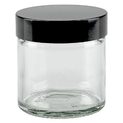 Bild Glastiegel 60ml klar, mit schwarzem Bakelit Deckel