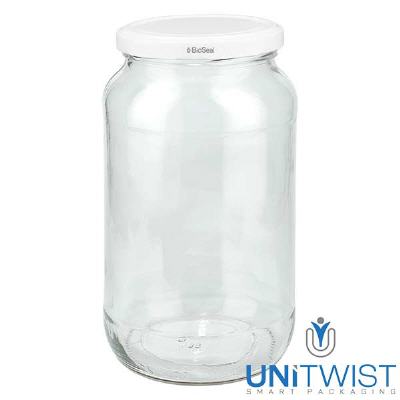 Bild 1062ml Rundglas mit BioSeal Deckel weiss UNiTWIST