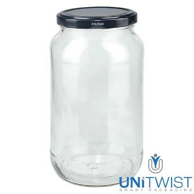 Bild 1062ml Rundglas mit BioSeal Deckel schwarz UNiTWIST